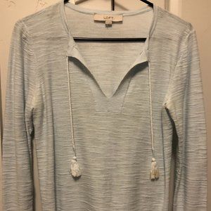 LOFT size XS light blue open V-Neck top